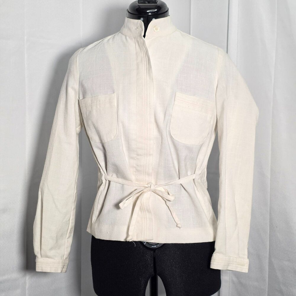 Vintage Panther Safari Jacket Belted Utility Shirt Women’s 7/8 Cream USA Made